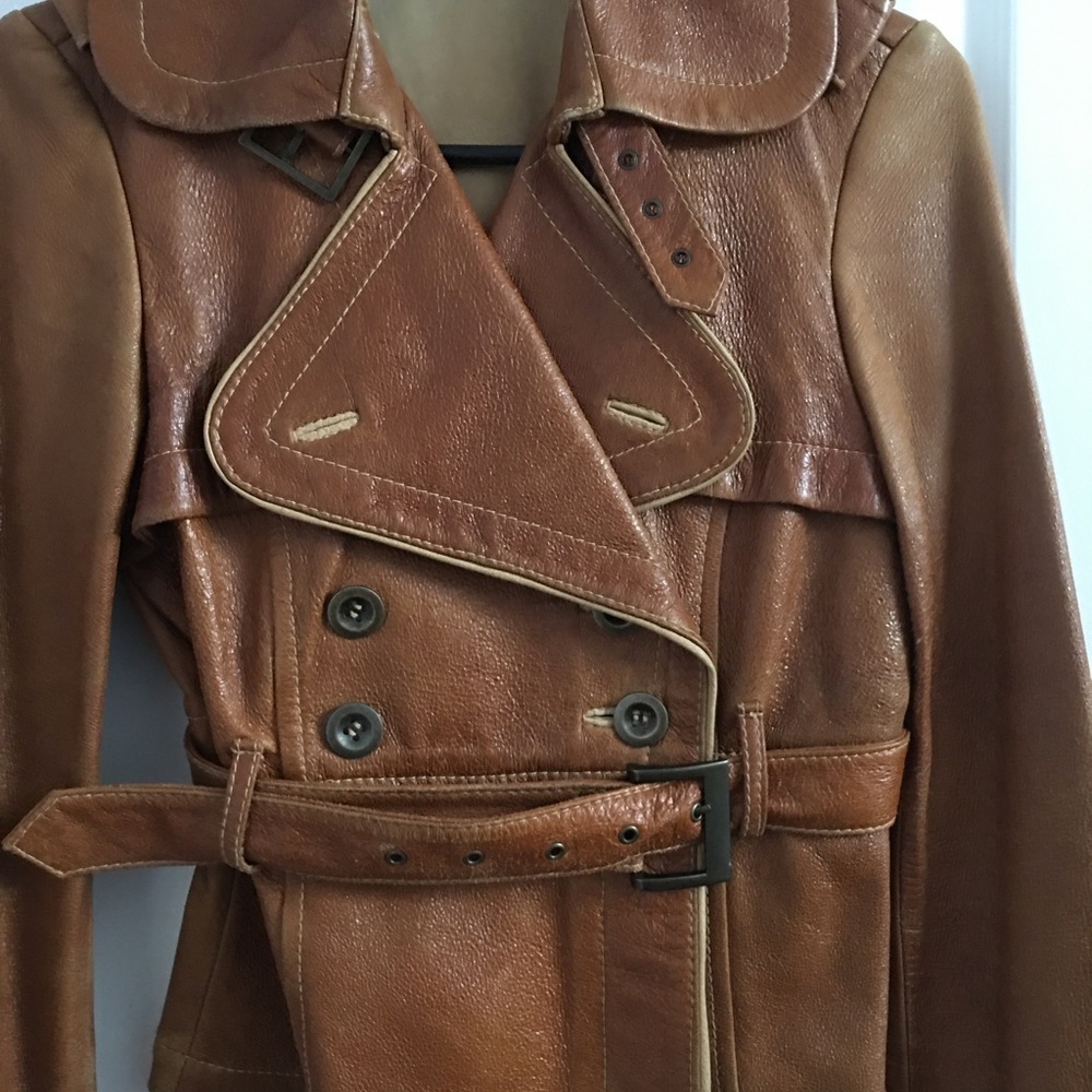 Unique Bebe genuine leather jacket cognac size extra small